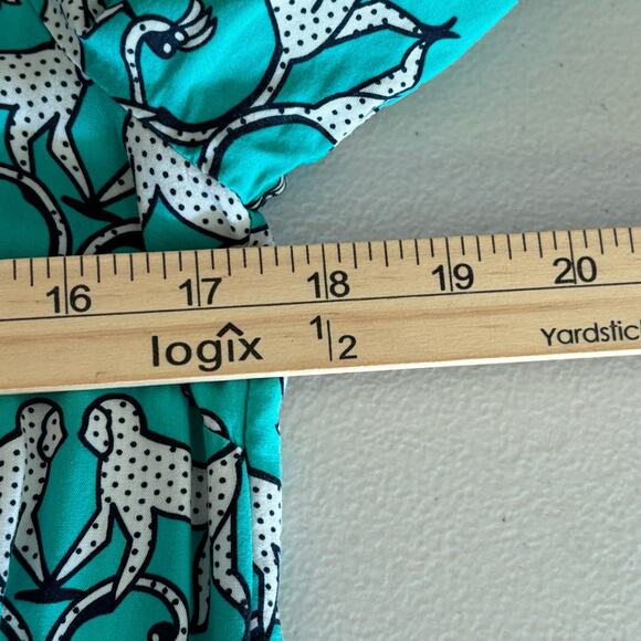 Crown & Ivy Women Size 10 Green Animal Print Monkey Drawstring Waist Shirt Dress - Picture 5 of 9